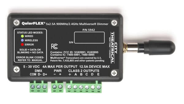 City Theatrical QolorFLEX® 5x2.5A 2.4GHz Multiverse® Dimmer - Image 6